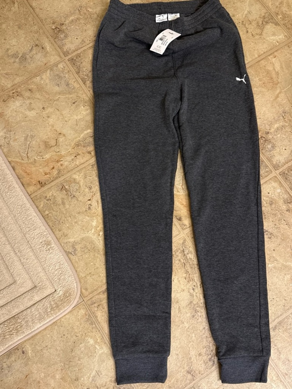 Puma Dark Gray Kids' Jogger Sweatpants with White Logo